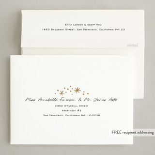 This is a snow holiday party invitations with foil pressed by Pati Cascino called holiday cocktail party printing on signature in standard