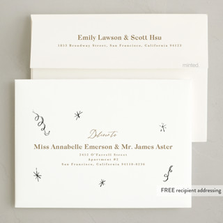This is a champagne holiday party invitations with foil pressed by Cass Loh called champagne and confetti printing on signature in standard