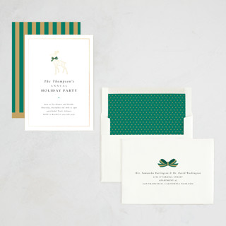 This is a camel holiday party invitations with foil pressed by mo kelley called decked out deer printing on signature in standard