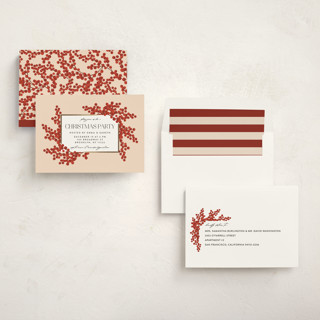 This is a blush holiday party invitations with foil pressed by Iveta Angelova called berry party printing on signature in standard