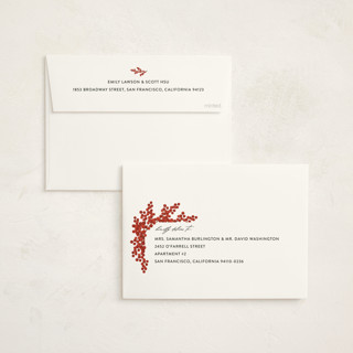 This is a blush holiday party invitations with foil pressed by Iveta Angelova called berry party printing on signature in standard