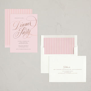 This is a rose holiday party invitations with foil pressed by Spinsugar called fancy feast printing on signature in standard