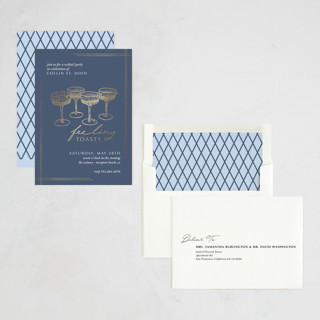 This is a ice holiday party invitations with foil pressed by Eva Tadros called feeling toasty printing on signature in standard