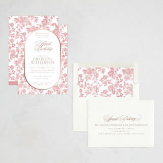 This is a petal holiday party invitations with foil pressed by Jenna Holcomb called formally printing on signature in standard