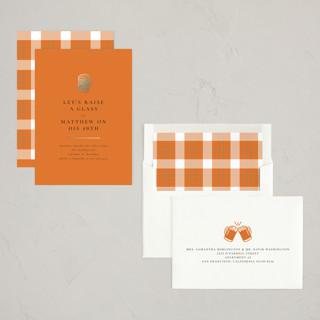 This is a autumn holiday party invitations with foil pressed by mo kelley called raise a glass printing on signature in standard