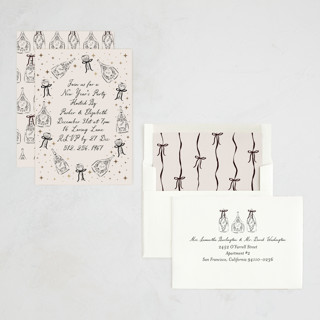 This is a noir holiday party invitations with foil pressed by Jackie Crawford called champagne new year printing on signature in standard