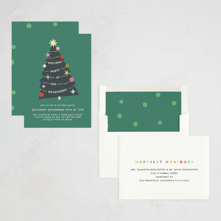 This is a forest holiday party invitations with foil pressed by Lori Wemple called a very fun tree printing on signature in standard