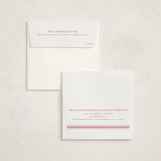 This is a dusty rose holiday party invitations with foil pressed by Lucrecia Caporale called timeless charm printing on signature in standard