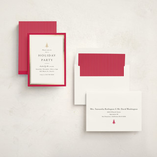 This is a poinsettia holiday party invitations with foil pressed by Amy Kross called edged printing on signature in standard