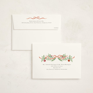 This is a holly holiday party invitations with foil pressed by Laura Hankins called glittering garland printing on signature in standard