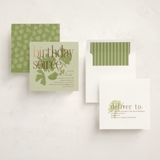 This is a tappenade holiday party invitations with foil pressed by Kamala Nahas called birthday soiree printing on signature in standard