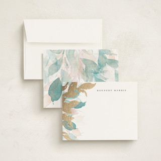 This is a water foil stamped stationery with foil pressed by Everett Paper Goods called swaying printing on signature in 4.25x5.5