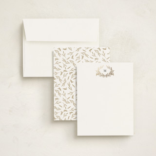 This is a golden foil stamped stationery with foil pressed by Susan Moyal called gilded monogram printing on signature in 4.25x5.5