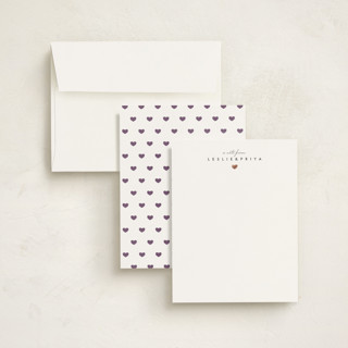 This is a ivory foil stamped stationery with foil pressed by Kennedi Shaw called petit coeur printing on signature in 4.25x5.5