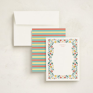 This is a candy foil stamped stationery with foil pressed by Megan Cash called garden party printing on signature in 4.25x5.5