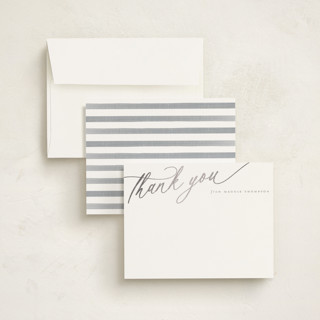 This is a cloudy foil stamped stationery with foil pressed by Carolyn MacLaren called elegant thanks printing on signature in 4.25x5.5
