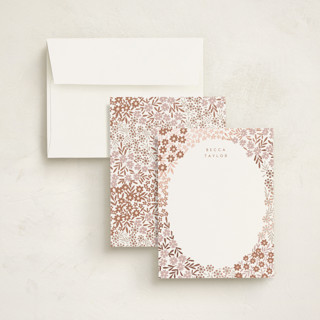 This is a latte foil stamped stationery with foil pressed by Alethea and Ruth called tiny florals printing on signature in 4.25x5.5