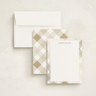 This is a cotton foil stamped stationery with foil pressed by Paula Pecevich called stitched plaid printing on signature in 4.25x5.5