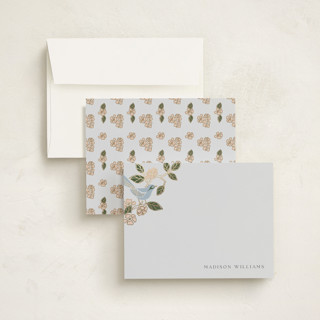 This is a turquoise foil stamped stationery with foil pressed by Ana de Sousa called beautiful bird printing on signature in 4.25x5.5