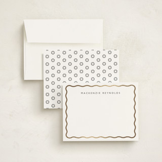 This is a salt and pepper foil stamped stationery with foil pressed by Olivia Raufman called preppy twist printing on signature in 4.25x5.5