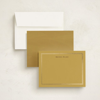 This is a marigold foil stamped stationery with foil pressed by Ani Somi called calling card printing on signature in 4.25x5.5