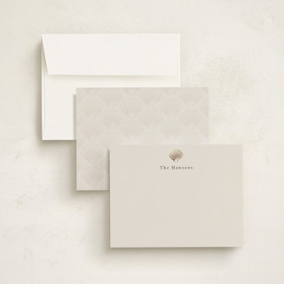 This is a sand foil stamped stationery with foil pressed by Hannah Bowman called simple seashell printing on signature in 4.25x5.5