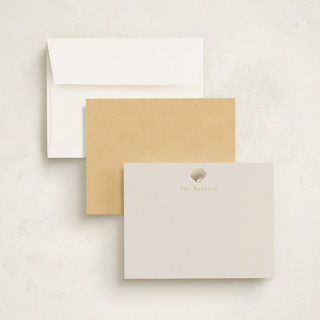 This is a sunrise foil stamped stationery with foil pressed by Hannah Bowman called simple seashell printing on signature in 4.25x5.5