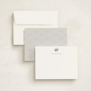 This is a mist foil stamped stationery with foil pressed by Hannah Bowman called simple seashell printing on signature in 4.25x5.5