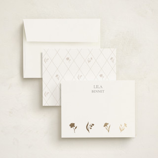 This is a snowdrop foil stamped stationery with foil pressed by Diana Titova called botanical foil printing on signature in 4.25x5.5