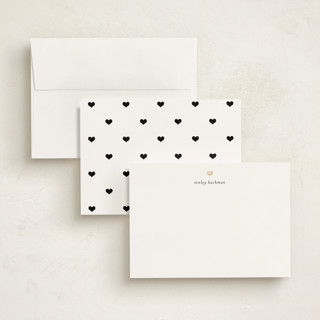 This is a cotton personalized stationery thank you cards with foil pressed by Michelle Poe called for heart's sake printing on signature in 5x7