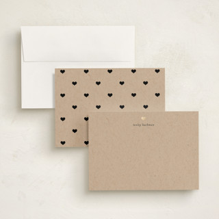This is a kraft personalized stationery thank you cards with foil pressed by Michelle Poe called for heart's sake printing on signature in 5x7