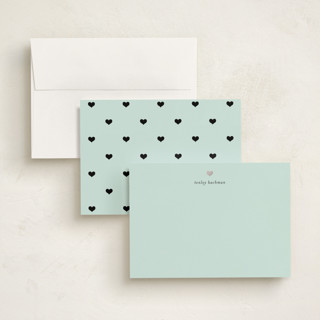 This is a sky personalized stationery thank you cards with foil pressed by Michelle Poe called for heart's sake printing on signature in 5x7