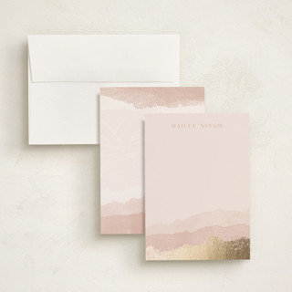 This is a rose quartz personalized stationery thank you cards with foil pressed by silverscreen studio called painted desert printing on signature in 5x7