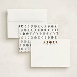 This is a night personalized stationery thank you cards with foil pressed by Ashlee Townsend called phases printing on signature in 5x7