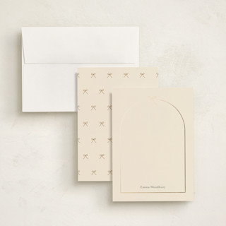 This is a creampuff personalized stationery thank you cards with foil pressed by Carolyn MacLaren called arching bow printing on signature in 5x7