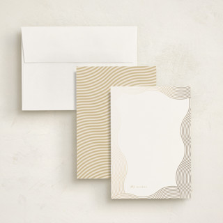 This is a champagne personalized stationery thank you cards with foil pressed by fatfatin called waves printing on signature in 5x7