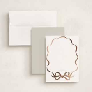 This is a mist personalized stationery thank you cards with foil pressed by Jackie Crawford called rustic bow printing on signature in 5x7