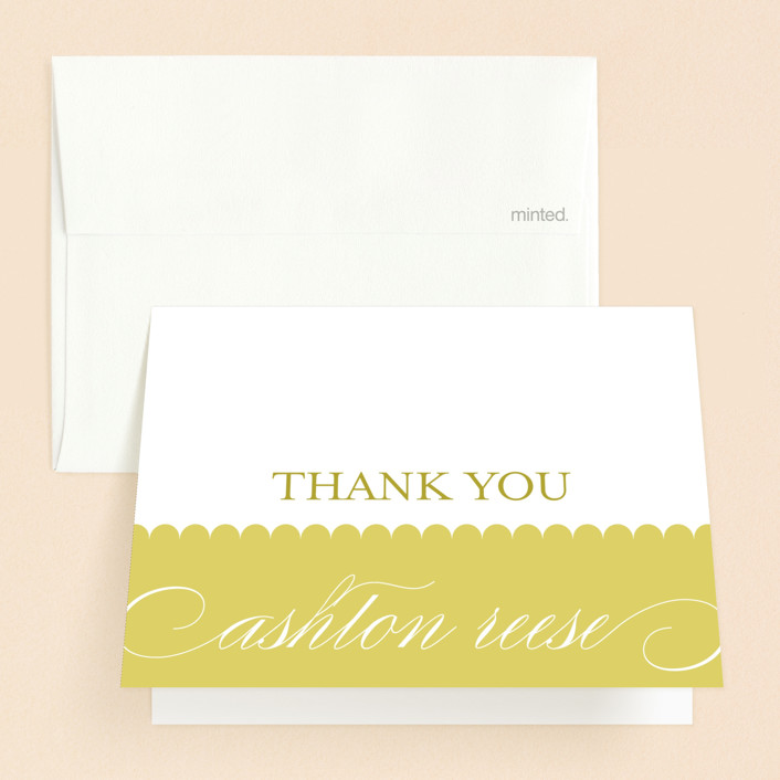 "Sweet scallop" - First Holy Communion Thank You Cards in Lime by Annie Clark.