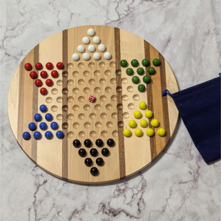 This is a natural home decor by Stacee Holtby called handmade 16" chinese checkers and irk combo game in standard