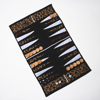 This is a black home decor by 3rd Space by SBR called leopard outdoor/travel backgammon set (wood pieces) in standard