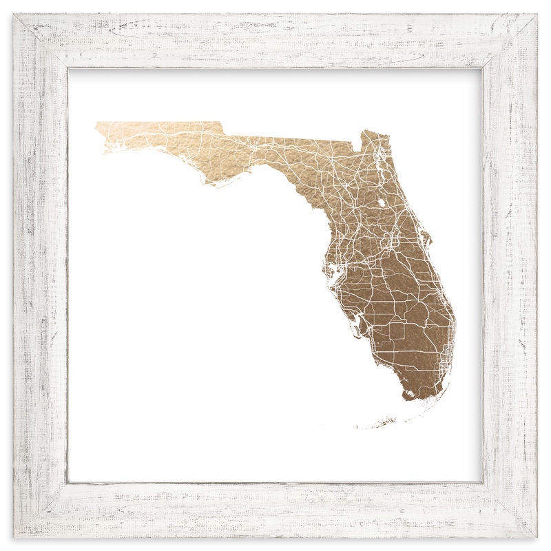 Florida Map Filled FoilPressed Wall Art by GeekInk Design Minted