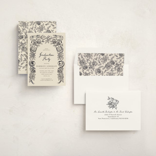 This is a ink graduation invitations with foil pressed by Jamie Alexander called future in bloom printing on signature in standard