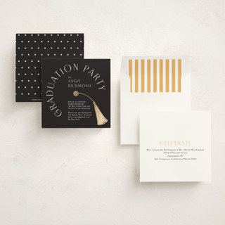 This is a charcoal graduation invitations with foil pressed by Lori Wemple called graduation party printing on signature in standard