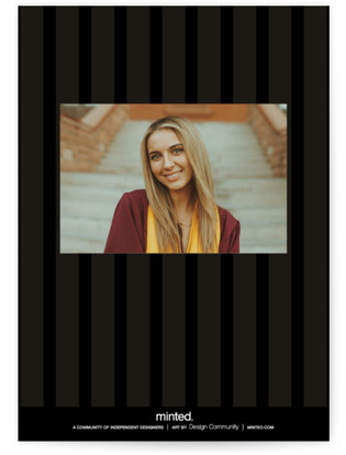 This is a noir graduation announcements with foil pressed by Jackie Crawford called epilogue printing on recycled smooth signature in petite