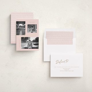 This is a blush graduation announcements with foil pressed by Michelle Taylor called complete printing on recycled smooth signature in standard