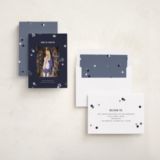 This is a ocean graduation announcements with foil pressed by Pixel and Hank called grad confetti printing on recycled smooth signature in standard