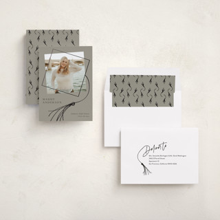 This is a clay graduation announcements with foil pressed by Beth Murphy called tassel dance printing on recycled smooth signature in standard
