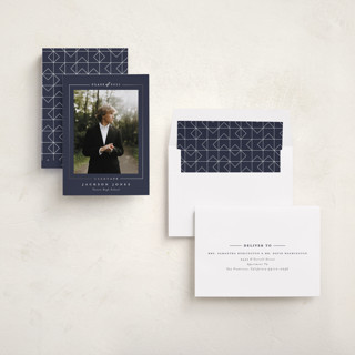 This is a slate graduation announcements with foil pressed by Joanna Griffin called straight arrow printing on recycled smooth signature in standard