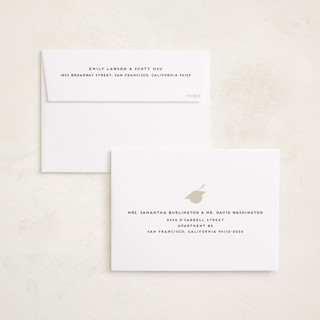 This is a parchment graduation announcements with foil pressed by Jamie Alexander called hats off grad printing on recycled smooth signature in standard