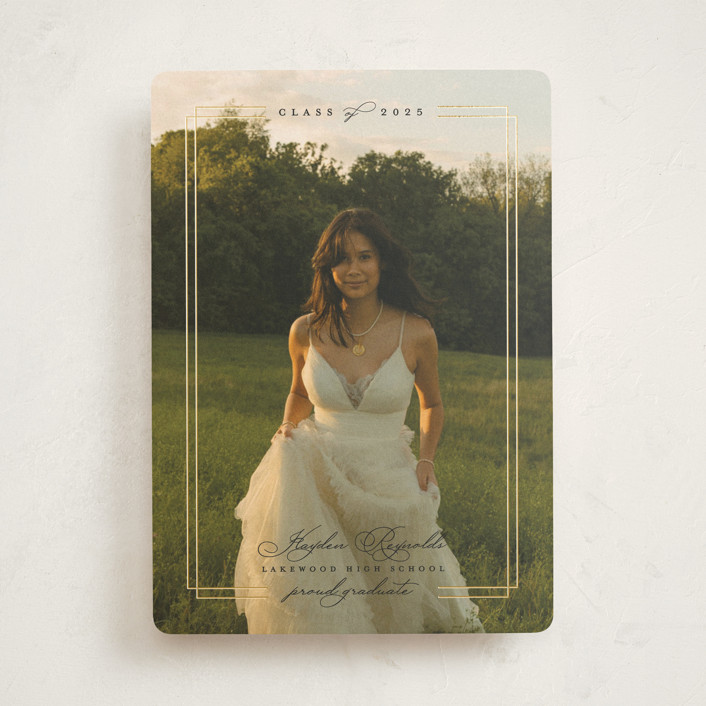 "Minimalist Elegance" - Foil-pressed Graduation Announcements in Ink by Ana de Sousa.